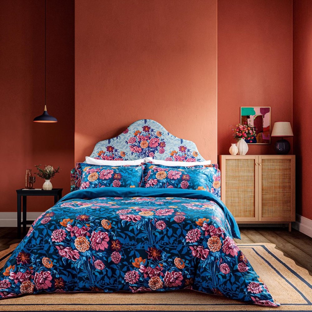 Dahlia Bunch Bedding by Harlequin x Sophie Robinson in Lapis Blue